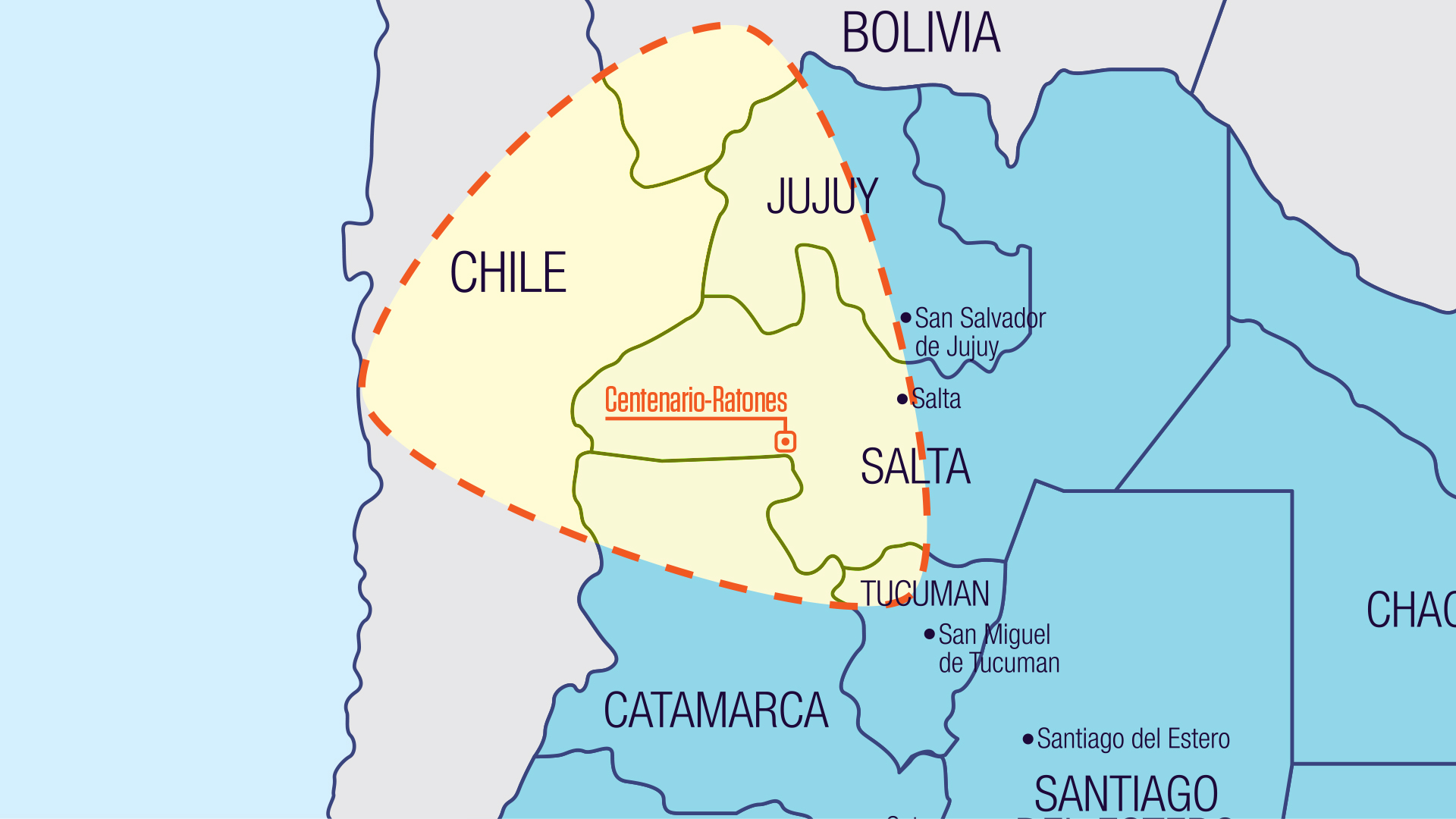 The Centenario-Ratones mine is located inside the largest Lithium reserve in the world, known as the lithium triangle